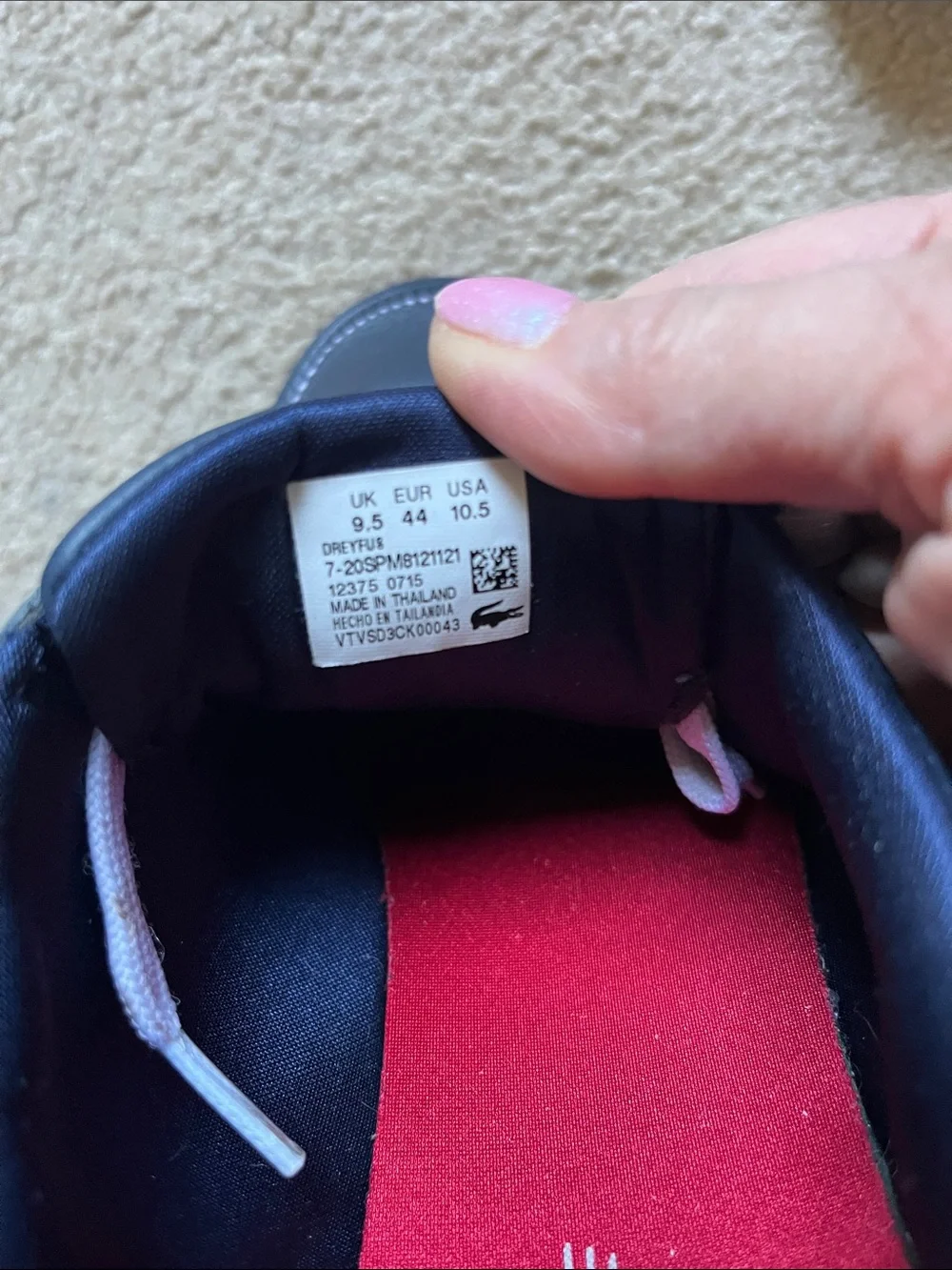 Lacoste Men's Navy Leather Boat Shoes with White Laces